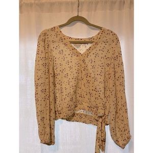 Cream floral blouse